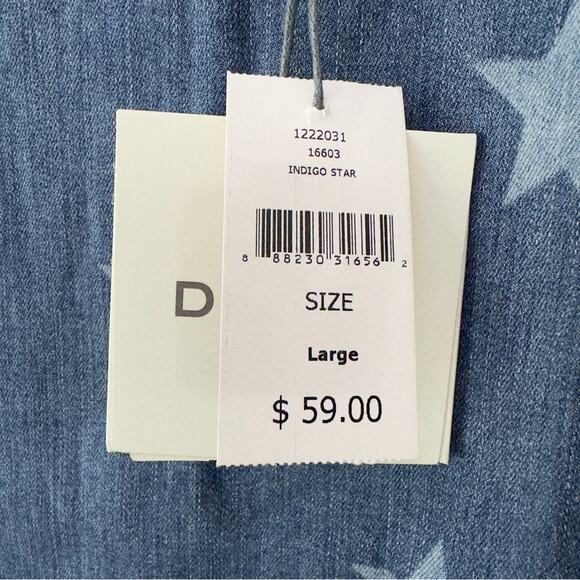 DL1961 Leah Top Sleeveless Top in Indigo Star Button Down Back Chambray Denim L - Picture 6 of 10